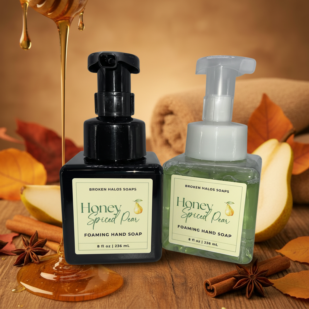 Honey Spiced Pear Foaming Hand Soap - fall harvest spa background