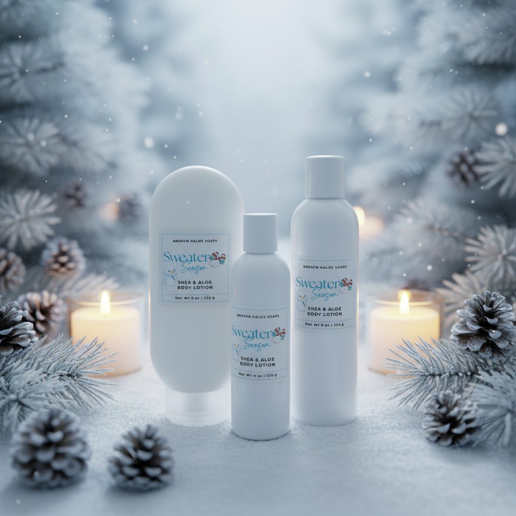 Sweater Season Shea & Aloe Body Lotion - snowy winter spa background