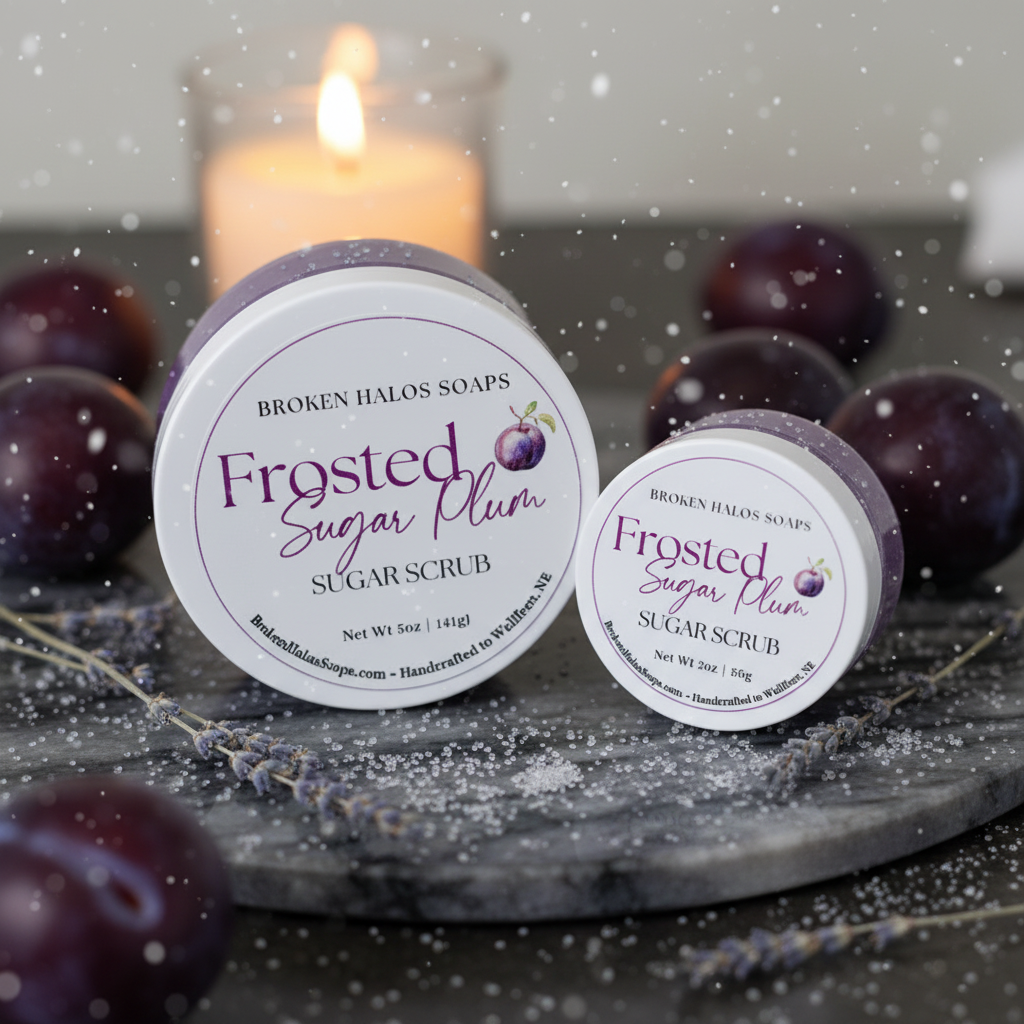 Frosted Sugar Plum Sugar Scrub - winter spa background