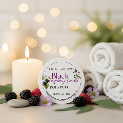Black Raspberry Vanilla Body Butter - cozy spa background